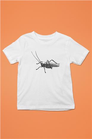 Çekirge Baskılı Beyaz Unisex Beyaz Çocuk Tişört - Tshirt
