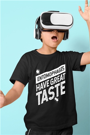Çekirge Baskılı Unisex Siyah Çocuk Tişört - Tshirt