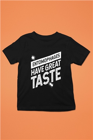 Çekirge Baskılı Unisex Siyah Çocuk Tişört - Tshirt