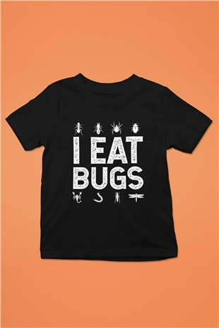 Çekirge Baskılı Unisex Siyah Çocuk Tişört - Tshirt