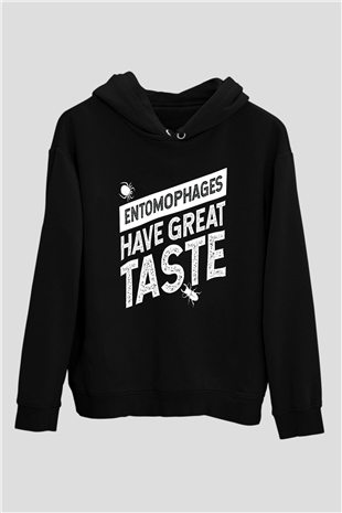 Çekirge Baskılı Unisex Siyah Hoodie