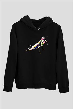 Çekirge Baskılı Unisex Siyah Hoodie