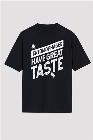 Çekirge Baskılı Unisex Siyah Oversize Tişört - Tshirt