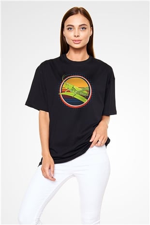 Çekirge Baskılı Unisex Siyah Oversize Tişört - Tshirt