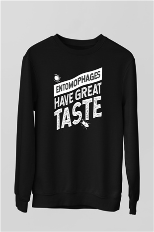 Çekirge Baskılı Unisex Siyah Sweatshirt