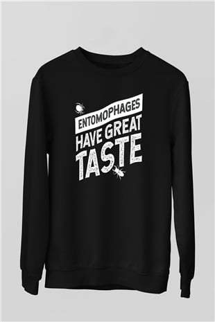 Çekirge Baskılı Unisex Siyah Sweatshirt