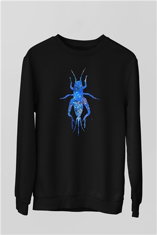 Çekirge Baskılı Unisex Siyah Sweatshirt