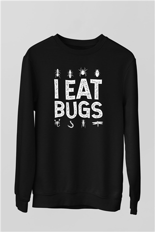 Çekirge Baskılı Unisex Siyah Sweatshirt