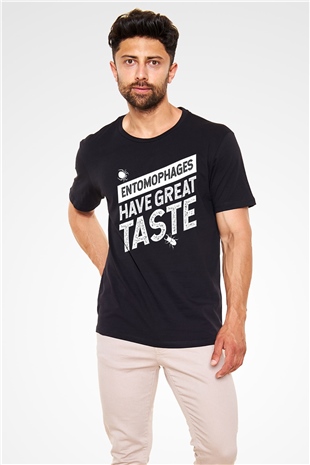 Çekirge Baskılı Unisex Siyah Tişört - Tshirt