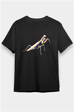 Çekirge Baskılı Unisex Siyah Tişört - Tshirt