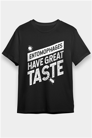 Çekirge Baskılı Unisex Siyah Tişört - Tshirt
