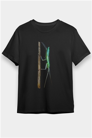 Çekirge Baskılı Unisex Siyah Tişört - Tshirt