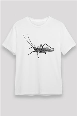 Çekirge Unisex Baskılı Beyaz Tişört - Tshirt
