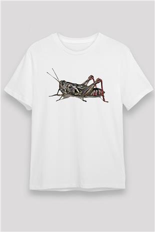 Çekirge Unisex Baskılı Beyaz Tişört - Tshirt
