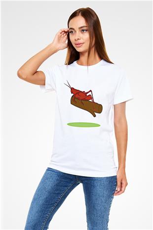 Çekirge Unisex Baskılı Beyaz Tişört - Tshirt