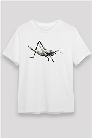 Çekirge Unisex Baskılı Beyaz Tişört - Tshirt