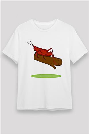 Çekirge Unisex Baskılı Beyaz Tişört - Tshirt