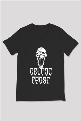 Celtic Frost Baskılı Unisex Siyah V Yaka Tişört - Tshirt
