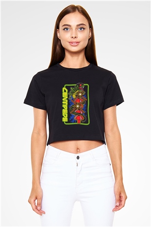 Centipede Siyah   Crop Top Tişört