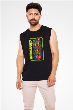 Centipede Siyah Unisex  Kolsuz Tişört