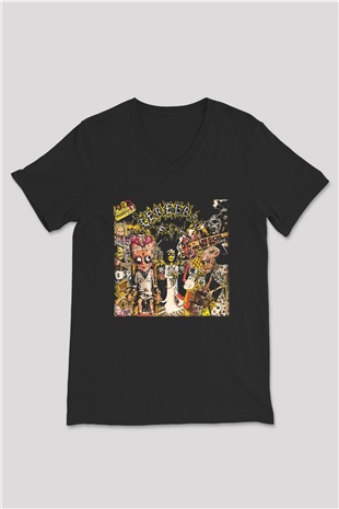 Cerebral Fix Siyah Unisex V Yaka Tişört T-Shirt