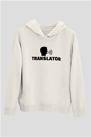 Çevirmen Beyaz Unisex Kapüşonlu Sweatshirt