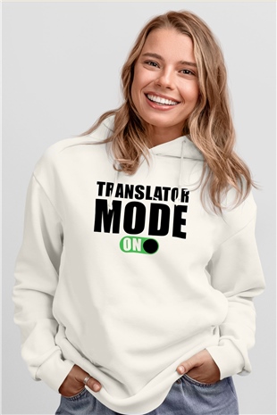 Çevirmen Beyaz Unisex Kapüşonlu Sweatshirt