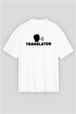 Çevirmen Beyaz Oversize Tişört Oversize T-shirt - TişörtFabrikası