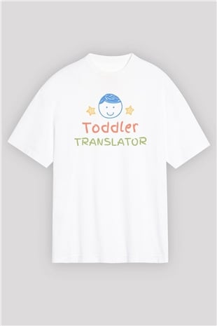Çevirmen Beyaz Oversize Tişört Oversize T-shirt - TişörtFabrikası