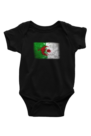 Cezayir Baskılı Siyah Bebek Body - Zıbın
