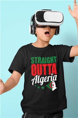 Cezayir Siyah Unisex Çocuk Tişört