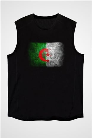 Cezayir Siyah Unisex Kolsuz Tişört