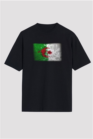 Cezayir Siyah Unisex Oversize Tişört T-Shirt