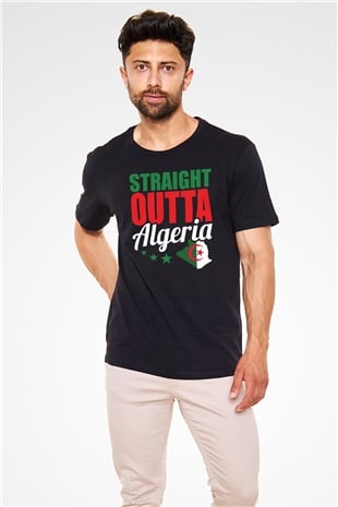 Cezayir Siyah Unisex Tişört T-Shirt - TişörtFabrikası