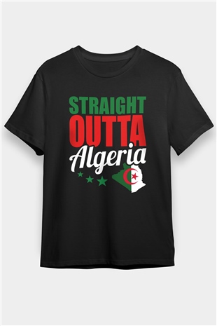 Cezayir Siyah Unisex Tişört T-Shirt - TişörtFabrikası