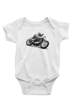 CH Racing Baskılı Beyaz Unisex Bebek Body - Zıbın
