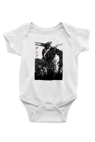 Chainsaw Man Baskılı Beyaz Unisex Bebek Body - Zıbın