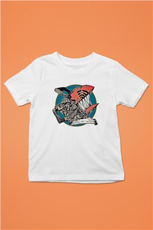 Chainsaw Man Baskılı Beyaz Unisex Beyaz Çocuk Tişört - Tshirt