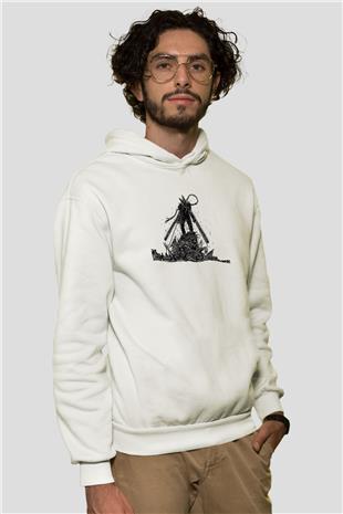 Chainsaw Man Baskılı Beyaz Unisex Hoodie