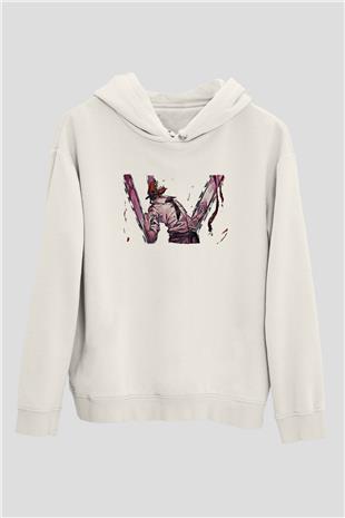 Chainsaw Man Baskılı Beyaz Unisex Hoodie
