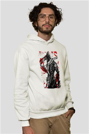 Chainsaw Man Baskılı Beyaz Unisex Hoodie