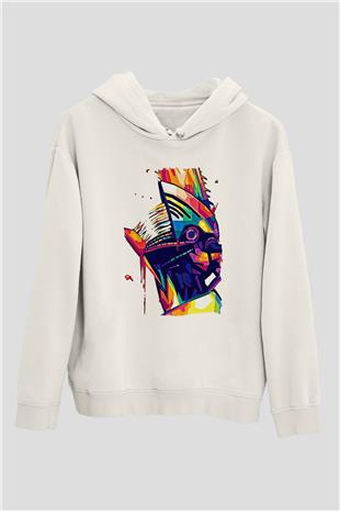 Chainsaw Man Baskılı Beyaz Unisex Hoodie