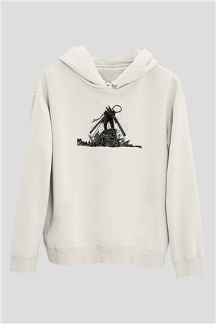 Chainsaw Man Baskılı Beyaz Unisex Hoodie