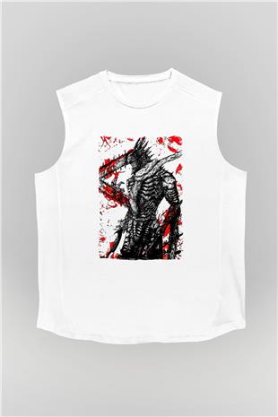 Chainsaw Man Baskılı Beyaz Unisex Kolsuz Tişört - Tshirt