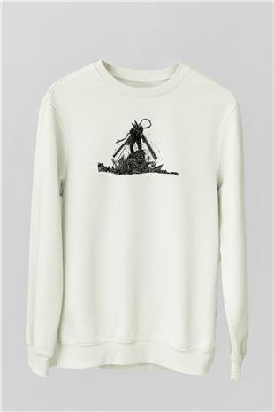 Chainsaw Man Baskılı Beyaz Unisex Sweatshirt