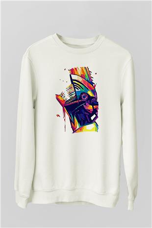 Chainsaw Man Baskılı Beyaz Unisex Sweatshirt