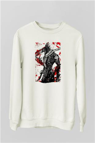 Chainsaw Man Baskılı Beyaz Unisex Sweatshirt