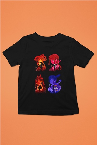 Chainsaw Man Baskılı Unisex Siyah Çocuk Tişört - Tshirt