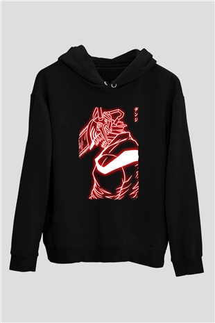 Chainsaw Man Baskılı Unisex Siyah Hoodie