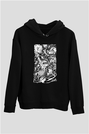 Chainsaw Man Baskılı Unisex Siyah Hoodie